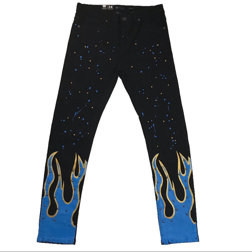 Men’s “Flame Moto” 🔥 Jeans. Sizes 34, and 36.